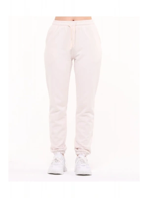 Kadın Bej 3 İplik Cepli Paçası Lastikli Eşofman Altı