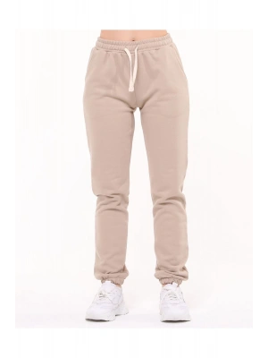 Kadın Taş Rengi 2 İplik Cepli Paçası Lastikli Eşofman Altı