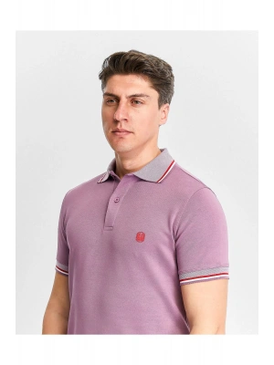 Erkek Fuşya %100 Pamuk Serin Tutan Fit Polo Yaka T-shirt