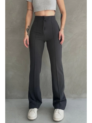 Kadın Gri Yüksek Bel Toparlayıcı Ispanyol Paça Pantolon