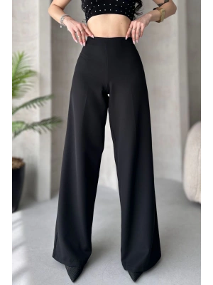 Kadın Siyah Yüksek Bel Geniş Kesim Pantolon