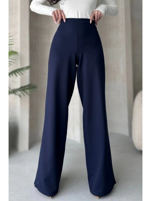 Kadın Lacivert Yüksek Bel Geniş Kesim Pantolon