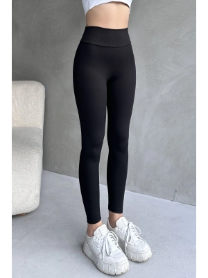 Kadın Siyah Yüksek Bel Toparlayıcı Ve Sıkılaştırıcı Tayt Yüksek Kalite Spor Ve Günlük