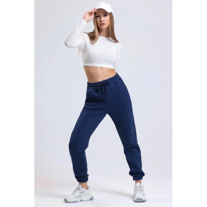 3 iplik şardonlu paça lastikli eşofman lacivert is001