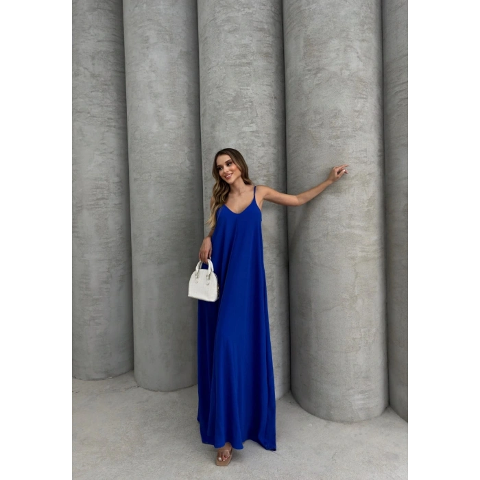 Aerobin uzun elbise saks mavisi pt