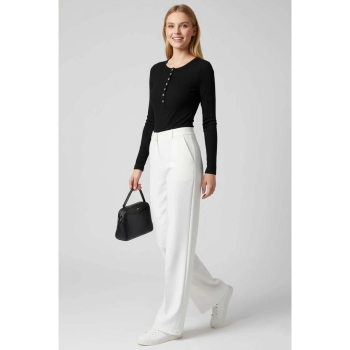 Çıtçıt Detaylı Bluz Siyah T4343