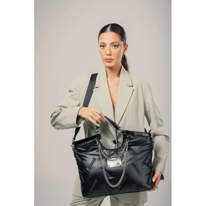 Enya Siyah Cilt Omuz Çantası