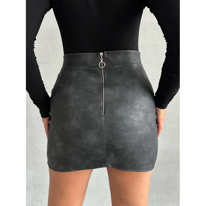 Eskitme deri mini etek