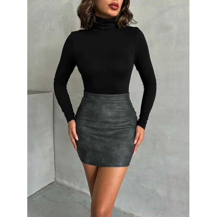 Eskitme deri mini etek