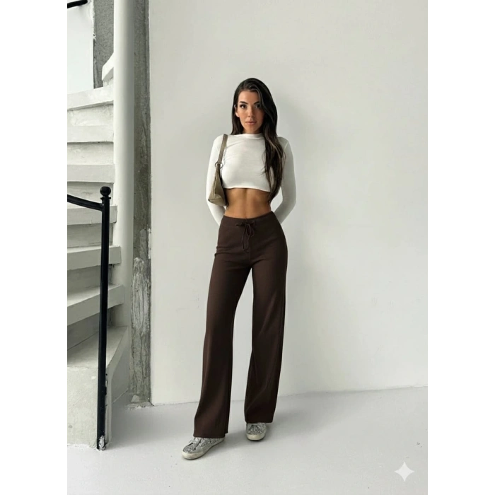 Fit comfort bej salaş pantolon kahve A6011