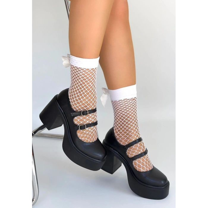 Jarlo Siyah Cilt Dolgu Topuk Ayakkabı