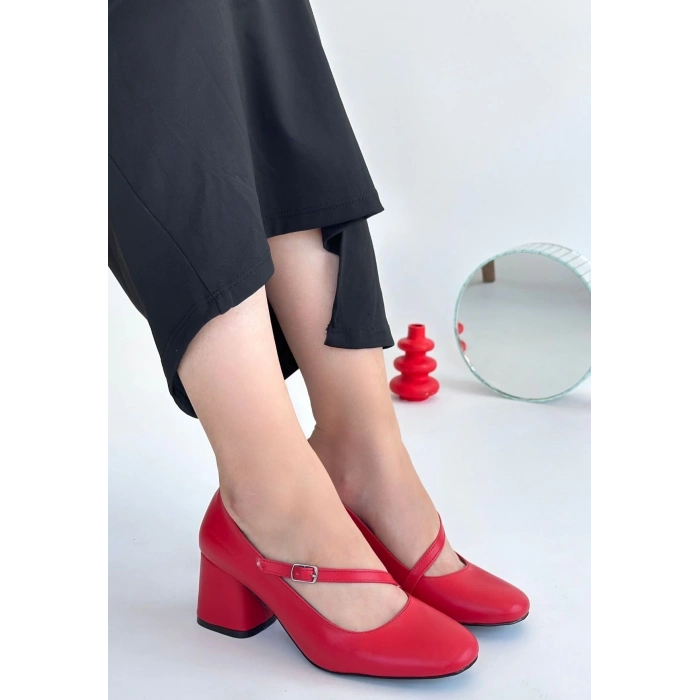 Kier Kırmızı Cilt Topuklu Ayakkabı