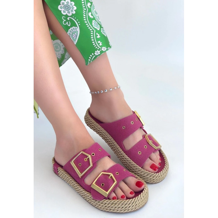 Loera Pemba Nubuk Çift Tokalı Terlik