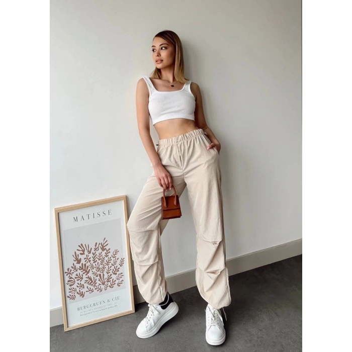 Paraşüt pantolon bej