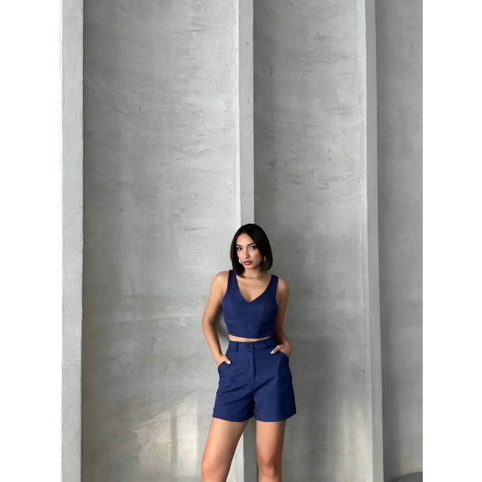 Şortlu keten takım s255014