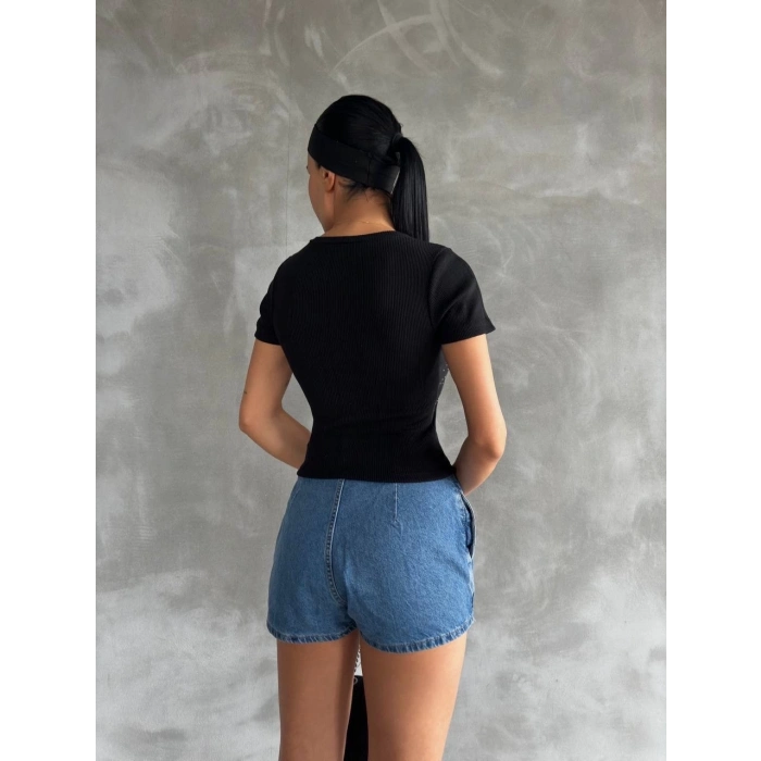 Taş baskılı kaş korse bluz