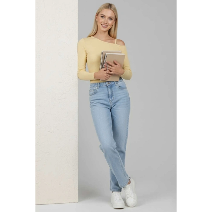 Tek Omuz İpli Bluz Sarı T4328