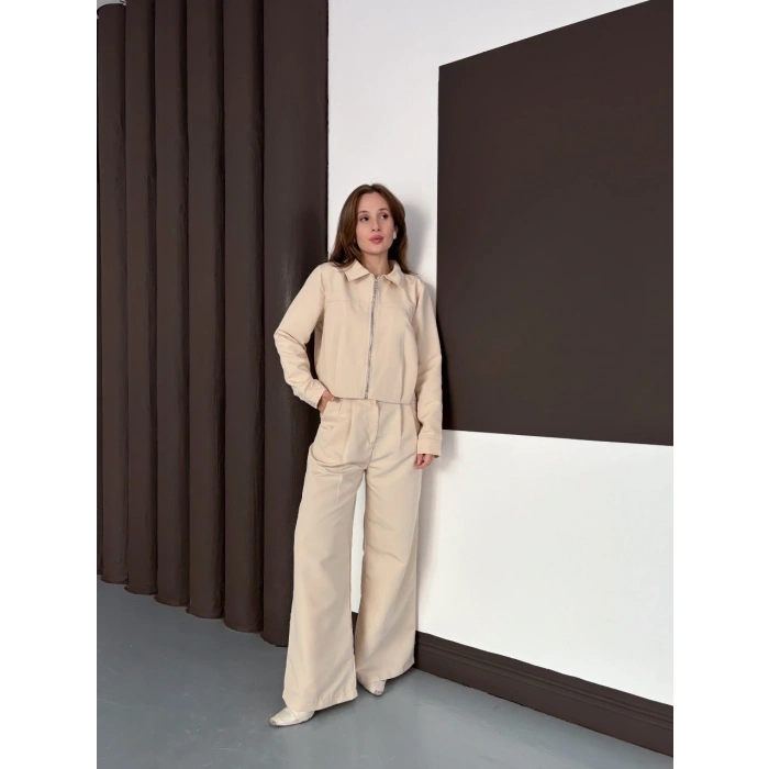 Trenç takım alt üst bej ons