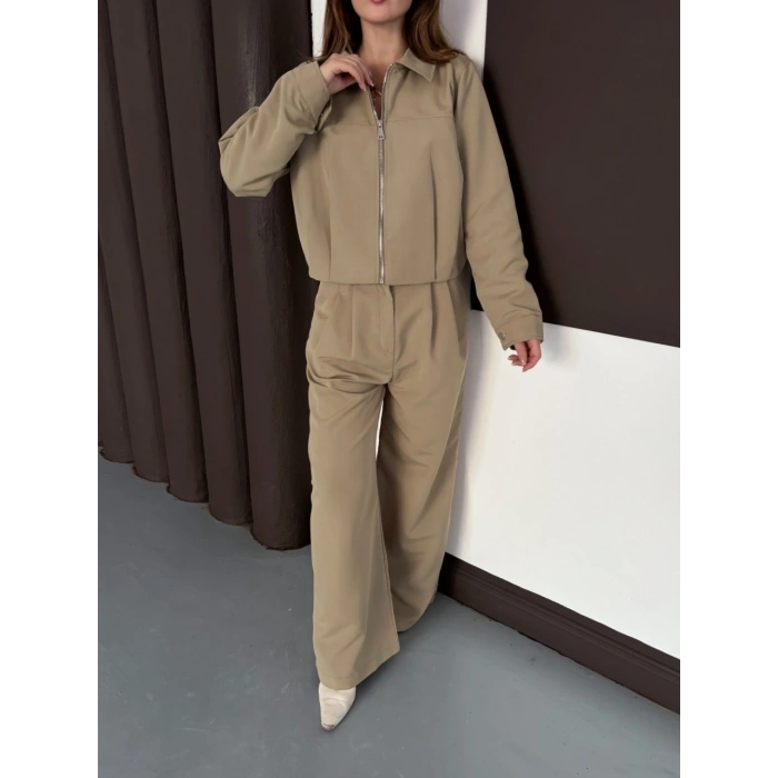 Trenç takım alt üst haki ons