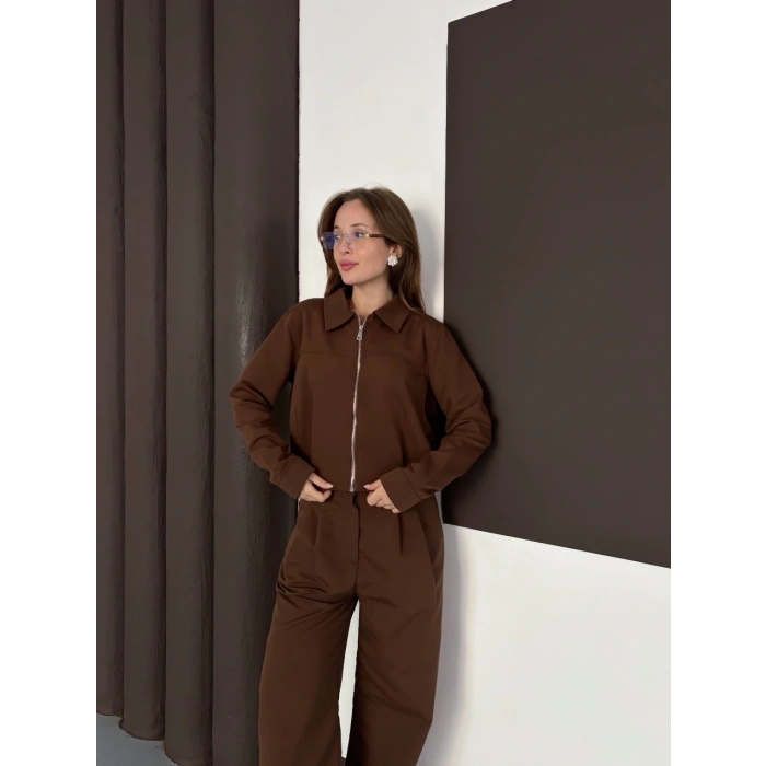 Trenç takım alt üst kahve ons