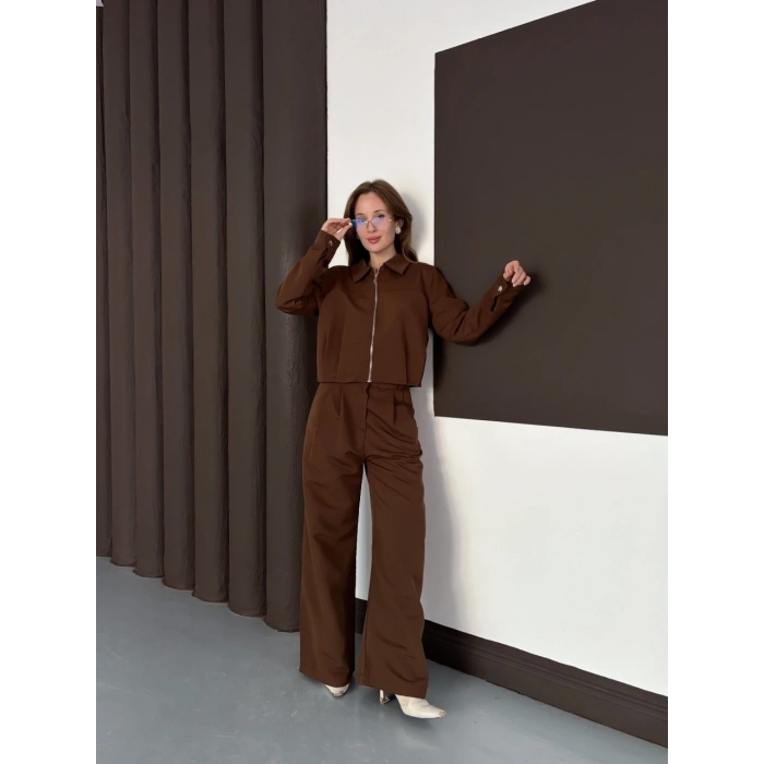 Trenç takım alt üst kahve ons