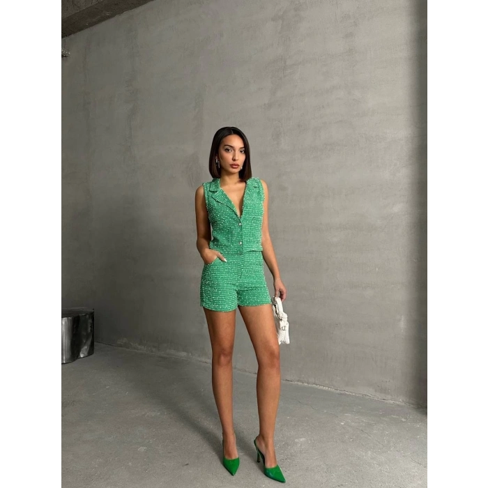 Yelekli şort takım Yeşil