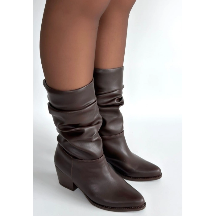 Yior Acı Kahve Cilt Topuklu Bot