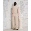 Broşlu yelek pantolon takım bej s255821