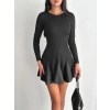 Eteği kloş crep mini elbise s1267