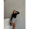 Kapaklı kaşe şort etek siyah beyaz kazayağı h261218