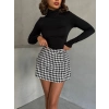 Kapaklı kaşe şort etek siyah beyaz kazayağı h261218