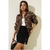 Leopar desenli astarlı ceket siyah t1192