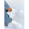 Natte Beyaz Cilt Bağcıklı Spor Ayakkabı