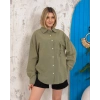 Relax fit keten gömlek haki s255349
