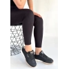 Tawen Siyah Cilt Bej Tabanlı Bağcıklı Spor Ayakkabı