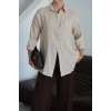 Tek cepli müslin gömlek bej pt