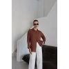 Tek cepli müslin gömlek kahve pt