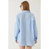 Tek cepli müslin gömlek mavi pt