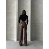Zr deri palazzo pantolon kahve h24654
