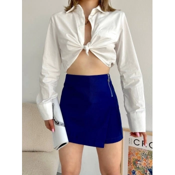 Gabardin fermuarlı şort etek S24906