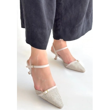 Lanna Bej Cilt Topuklu Ayakkabı