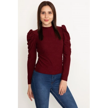 Prenses kol bluz bordo w3125