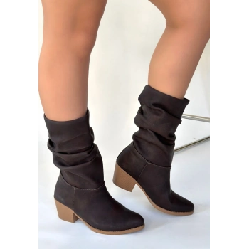Yior Acı Kahve Nubuk Topuklu Bot