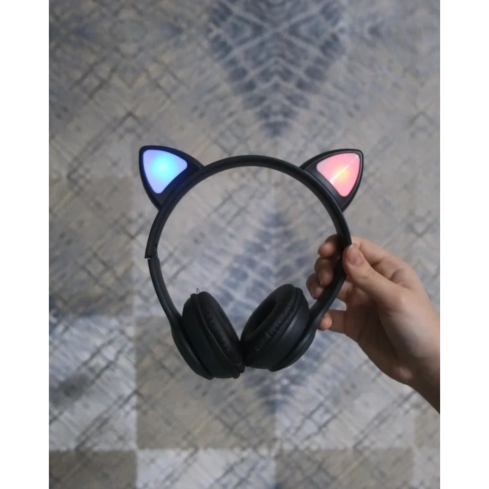 Kedi Kulaklı Kablosuz Siyah Kulaklık