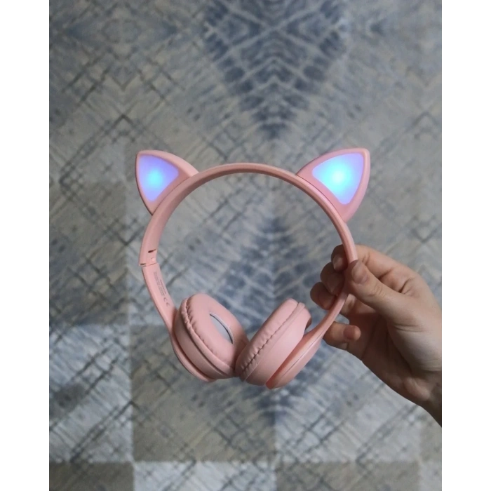 Kedi Kulaklı Kablosuz Pembe Kulaklık