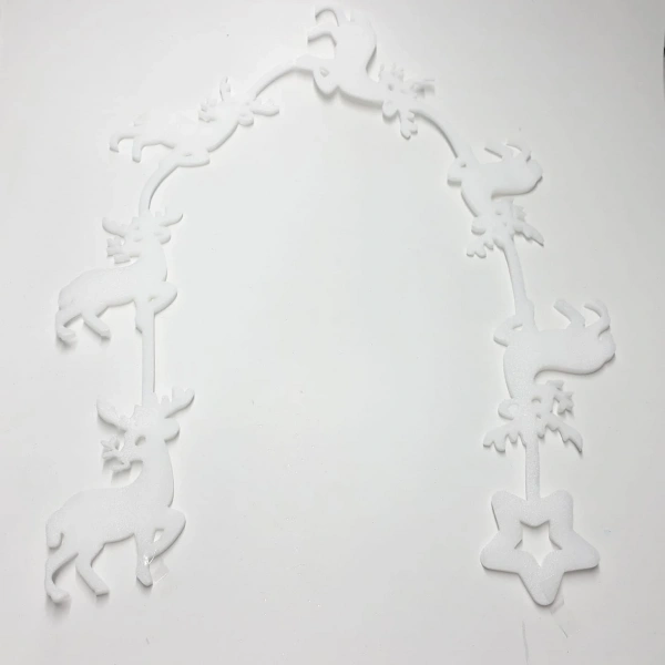 Beyaz Geyikli Şerit Yılbaşı Süslemesi