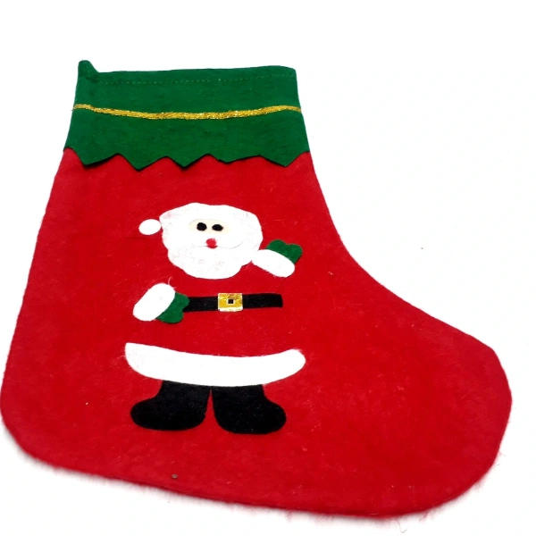 Çuvallı Noel Baba Baskılı Elyaf Çorap 17*36 cm