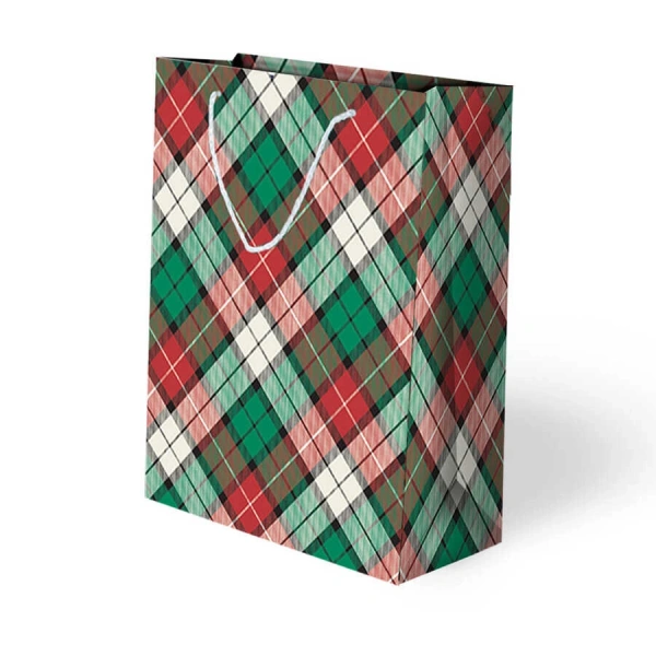 Ekose Desenli Karton Çanta 25x30cm 10lu