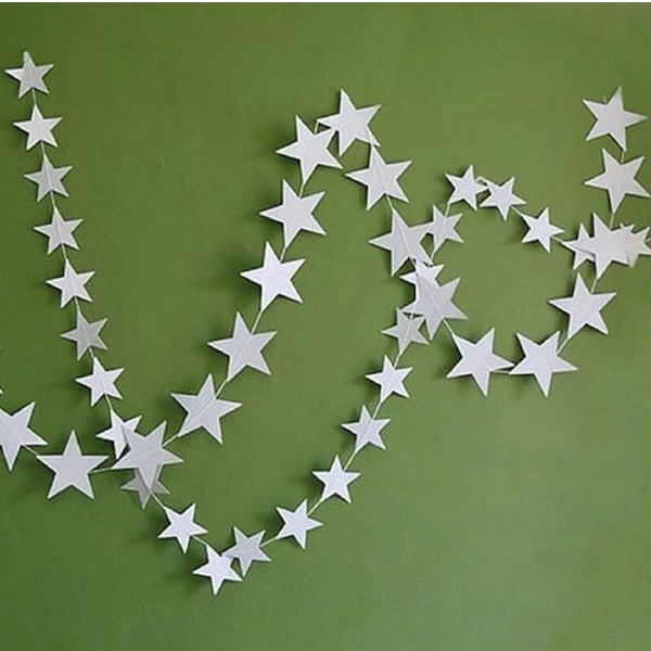 Gümüş Renk Yıldız Kağıt Sarkıt Süs 4 Metre