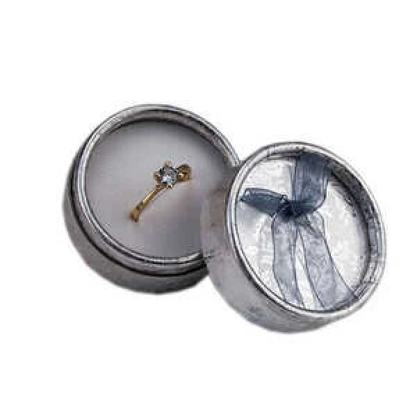 Gümüş Yuvarlak Şeker Ve Yüzük Kutusu 5 x 3.5 cm  30 adet